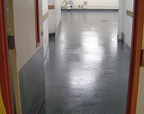 Kitchen washroom floor repaired and protected from deterioration using Belzona 4111 (Magma-Quartz)